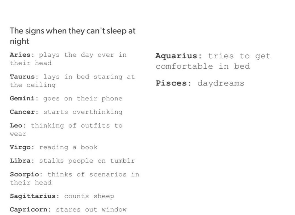 The Signs when they can't sleep at night